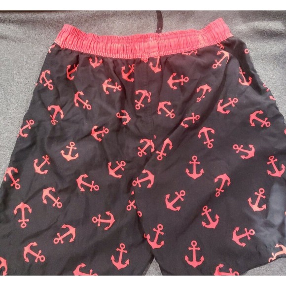 ZENCO Red Anchors Print On Black Men's Swim Board Shorts Trunks Medium - Picture 8 of 8